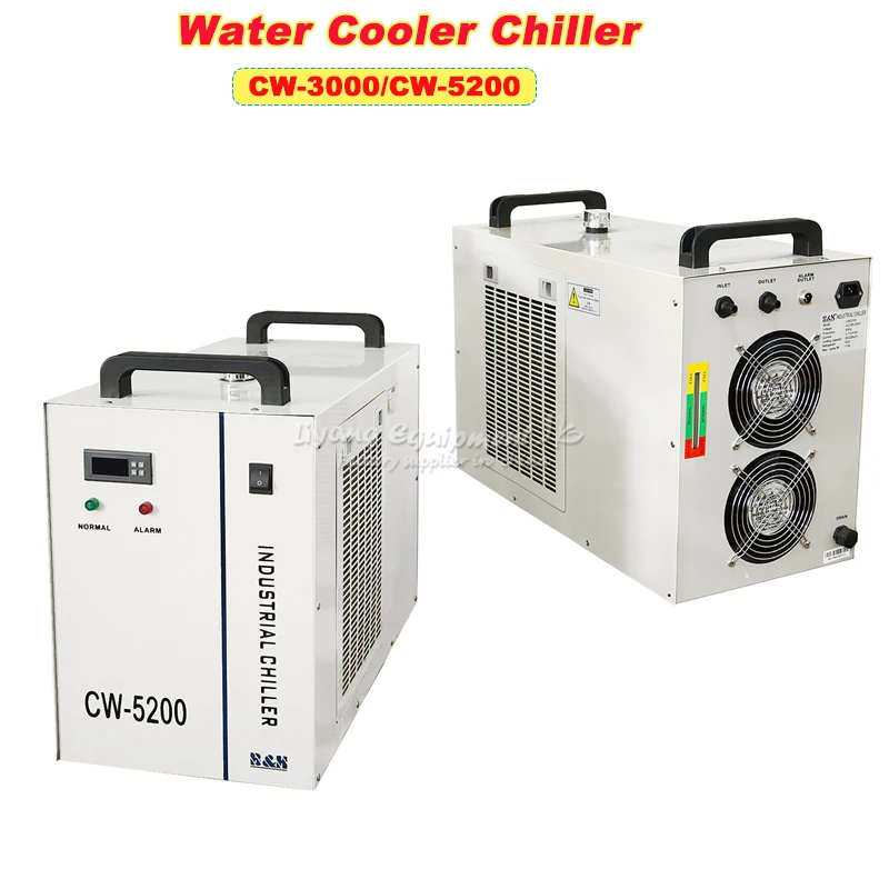 Enfriador de agua Industrial CW3000 CW5200 para máquina cortadora de grabado láser CO2 refrigeración 60W 80W 100W 130W tubo láser