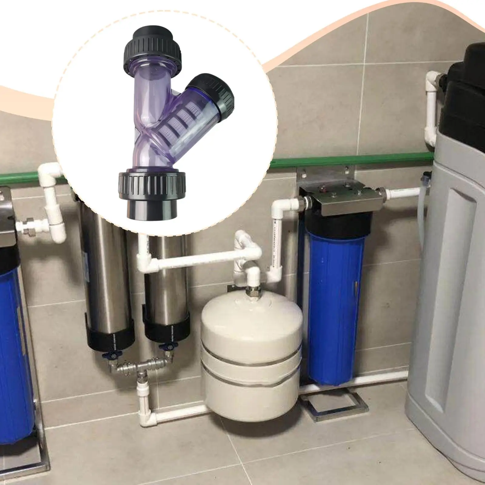 PVC Transparent Y Filter Water Drinking Adapter Clear PVC Sediment Y-Strainer for Conferring Portable Supply