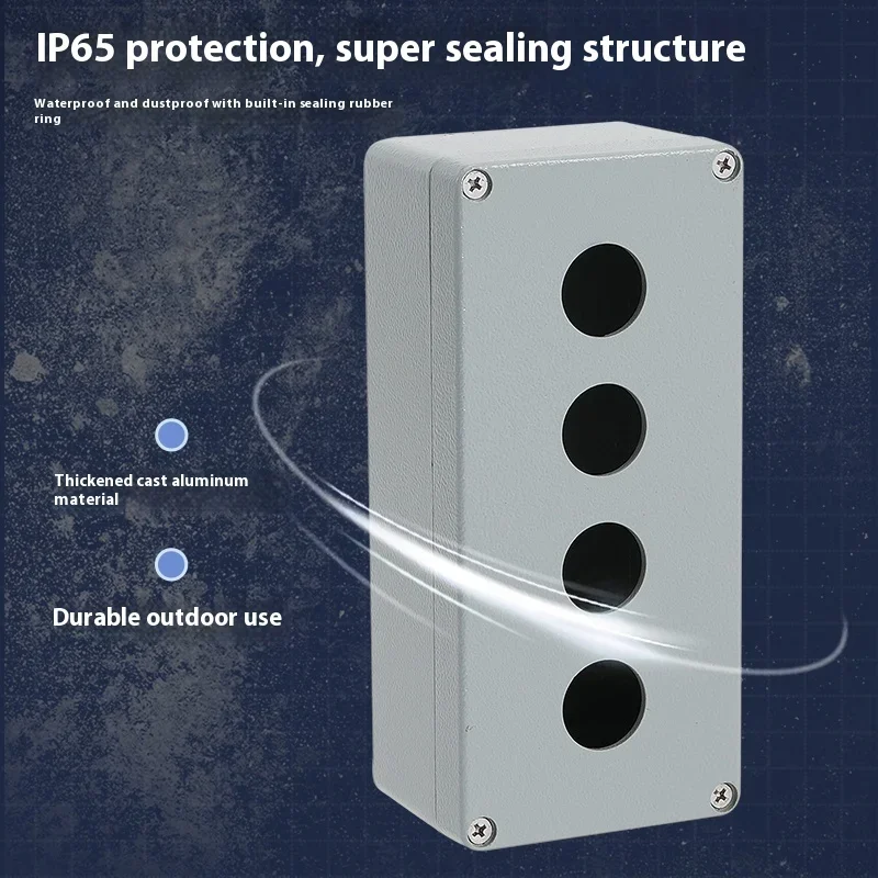 Waterproof Cast Aluminum Emergency Stop Switch Control Metal Button Box with Flat Button Indicator Light Customizable 22mm