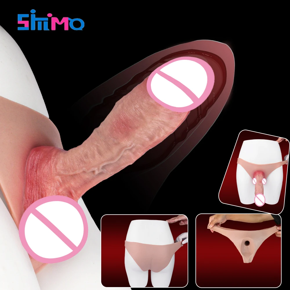SMMQ Lifelike Dildo Pants Wearable Hollow Dildo Soft Silicone Penis Sleeve Enlarger For Men Cock Enlargement Adult Product