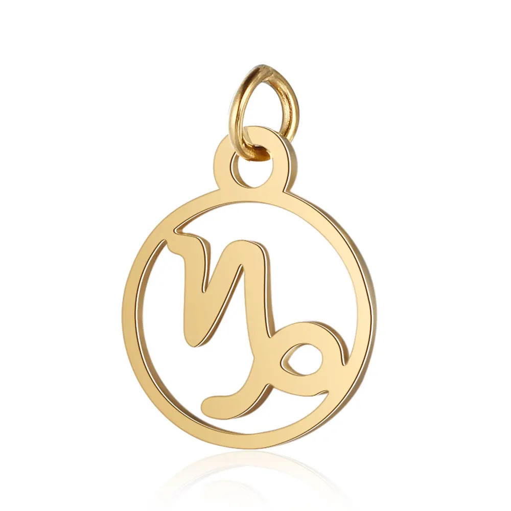 12pcs/lot Stainless Steel Zodiac Charm DIY Constellation Pendants with Jump Ring for Making Jewelry Accessories Wholesale