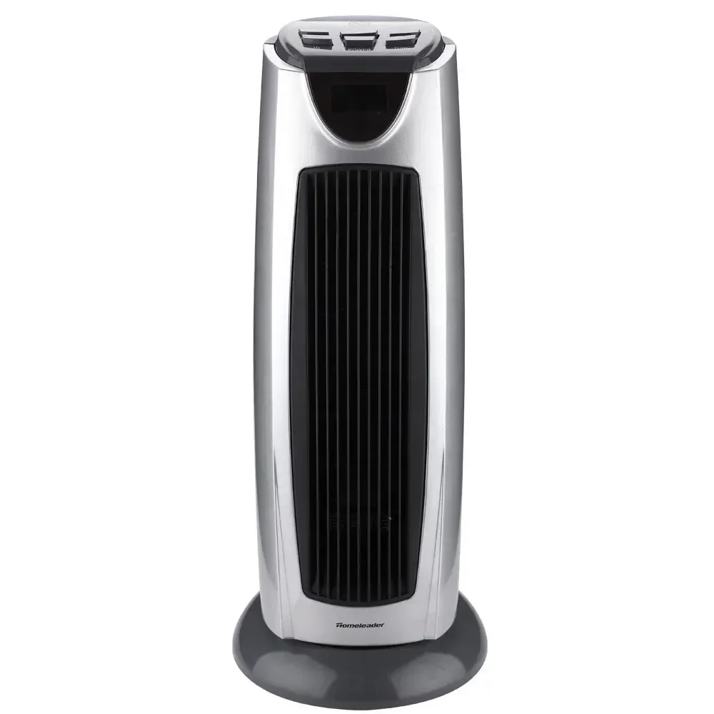 Homeleader NSB-200C4L 1500W Tower Heater, Ceramic Oscillating Heater with Remote Control, LCD and Timer, Black and Silvery