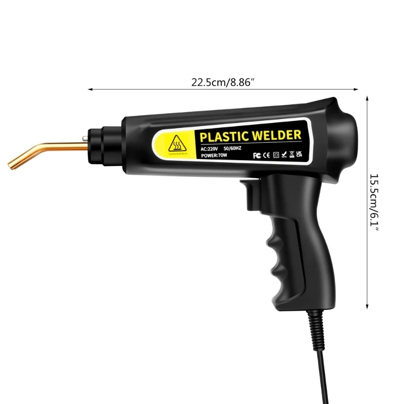 reparo soldagem plástico eficiente, 70w, aquecimento rápido, 4 grampos diferentes, luzes led para soldagem
