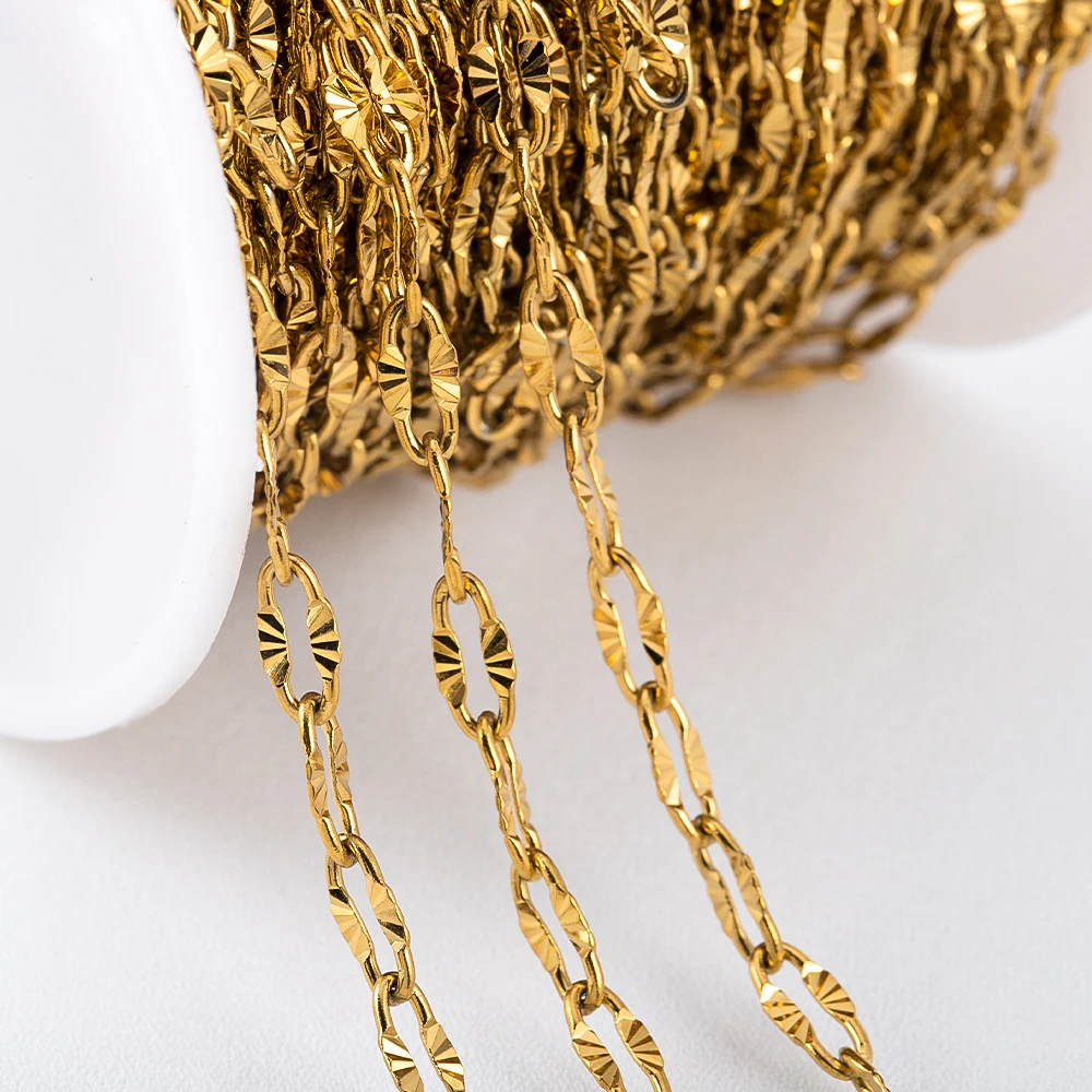 2Meters Stainless Steel Radial Line Metal Sunflower Chain Beads Bulk Chain Jewelry Making DIY Necklace Bracelet Supplies No Fade