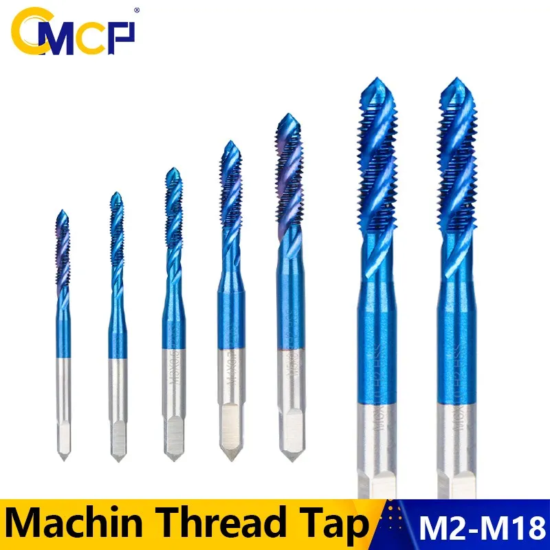 CMCP HSS Thread Tap Drill Bit M2-M18 Spiral Flute Screw Machine Tap Nano Blue Coated Metal Screw Hole Tap Drill CNC Machine Tool