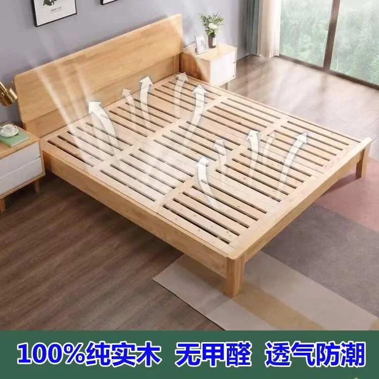 All solid wood tenon and mortise structure pine row skeleton ultra-thick encryption 1.8 bed decking solid wood