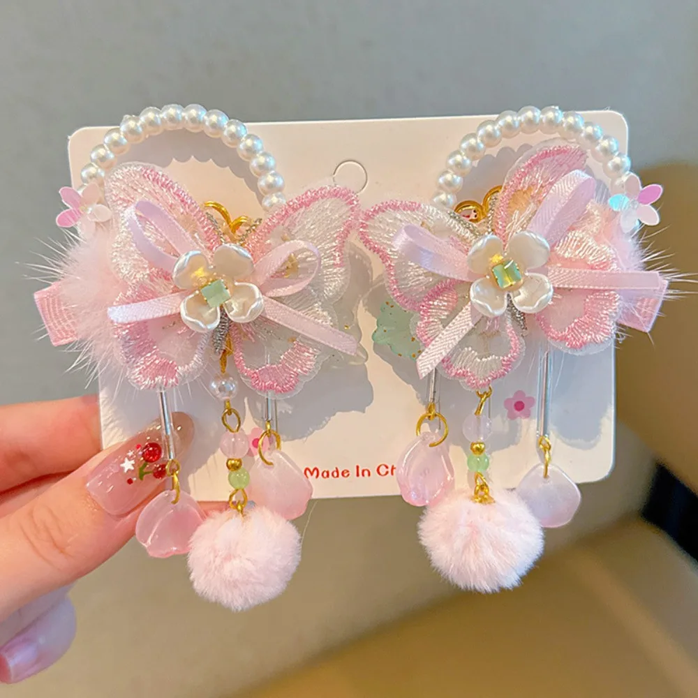 Hanfu Headwear Children's New Year Hairpin Cute Sweet Chinese Style Red Barrettes Rabbit Ear Tang Suit Ancient Style Hair Clip