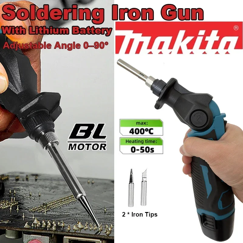 

Электрический паяльник Makita 12В с литий-ионным аккумулятором, регулируемый угол наклона 0–90° ° Портативный паяльный пистолет с постоянной температурой для сварочных работ