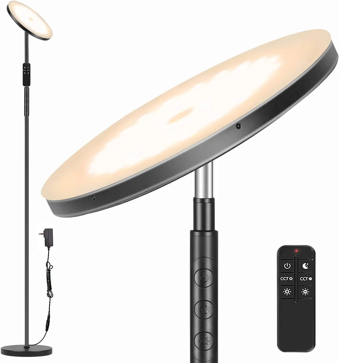 

Led Floor Lamp, 3600Lm 36W Super Bright Standing Lamp With 2700K-6500K Stepless Dimming, 350W Equivalent Modern Torchiere Lamp