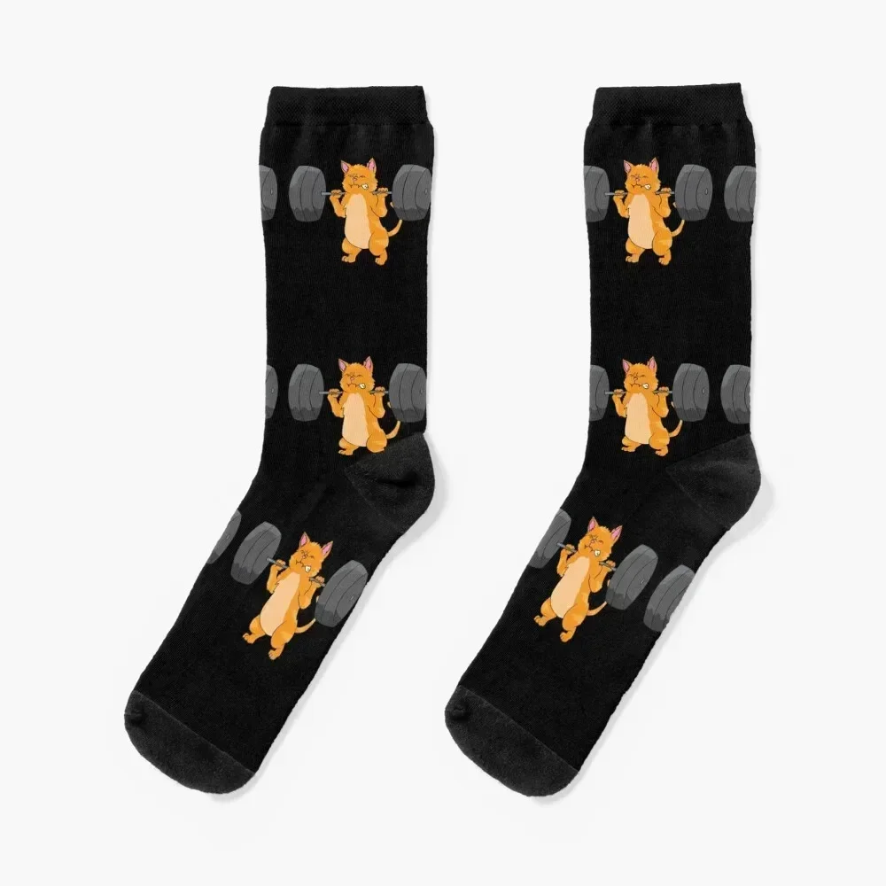 

Weightlifting - Orange cat lifts weights Socks Lots sport loose anti-slip Women's Socks Men's