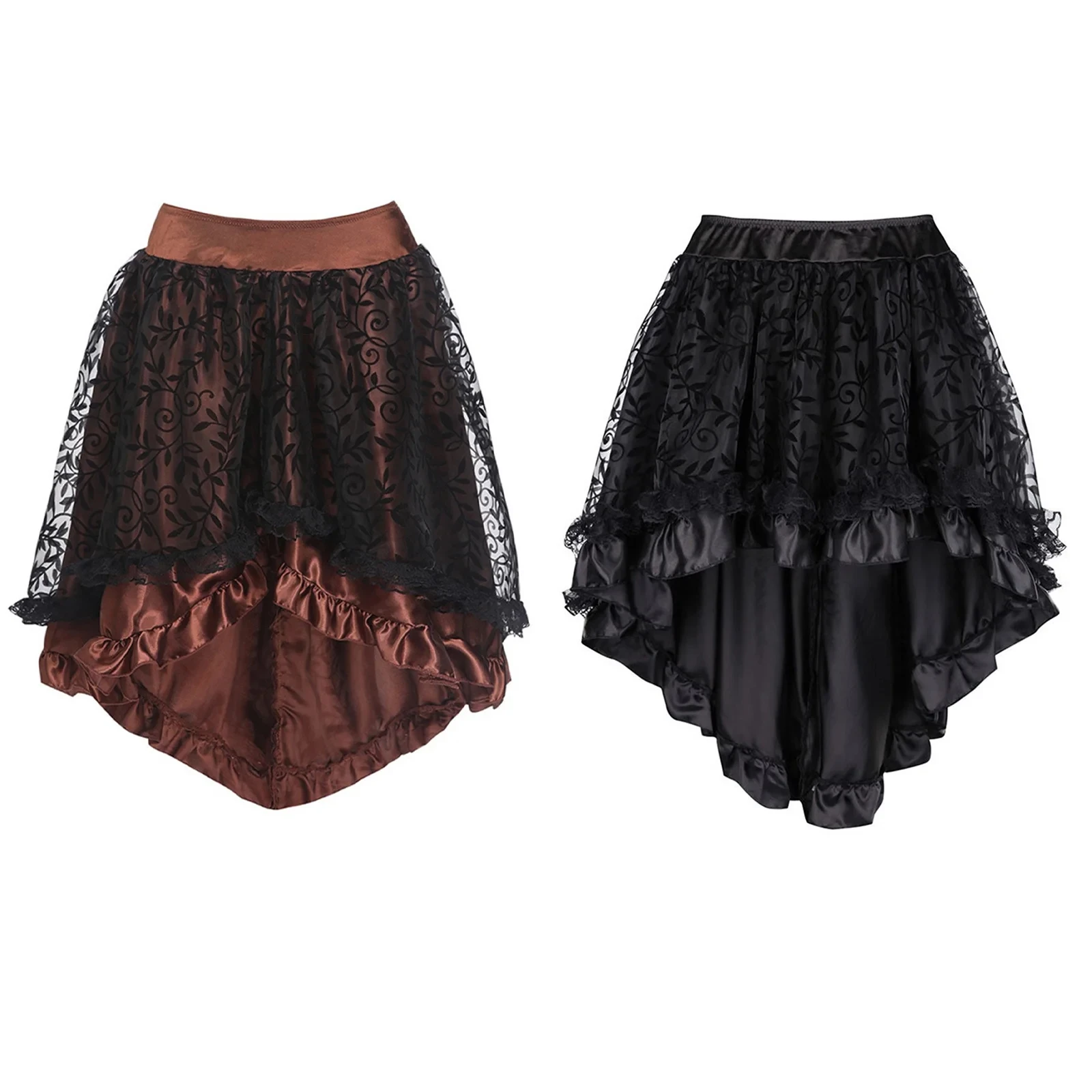 تنورة مشد على الطراز القوطي القديم للنساء - تنانير غير منتظمة من الدانتيل لعصر النهضة فستان الحفلات النسائية بالبخار #1