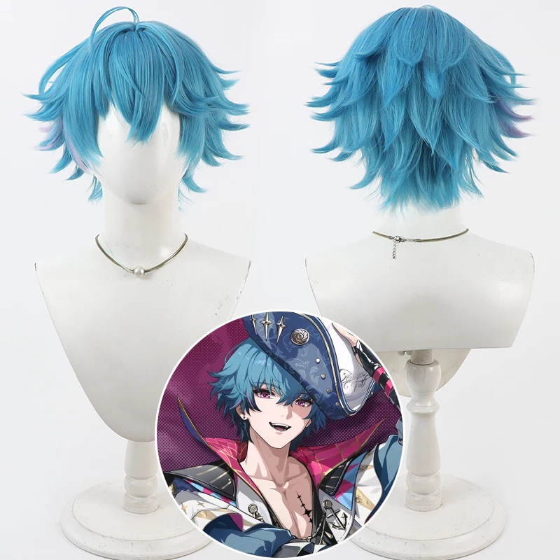 

Парик для косплея Game Wuthering Waves Brant, короткие синие термостойкие синтетические волосы