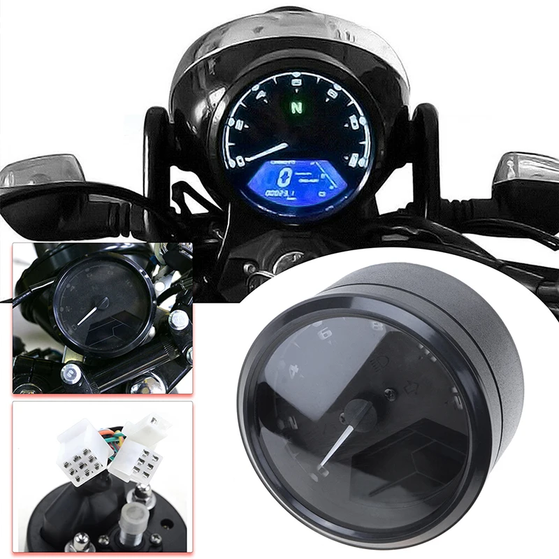 Motorcycle Speed Meter Universal Digital Instrument Panel Tachometer LCD Multi-function Indicator Night Vision Dial Odometer