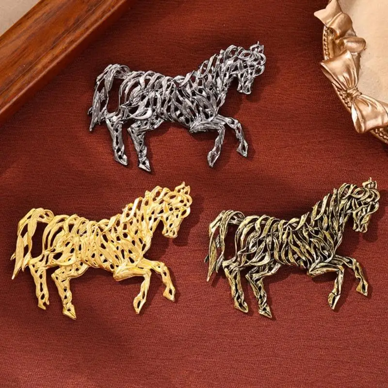  Intricate Chinese Horse Designs Metal Pin Artistics Hollow Craftsmanship Stylish Outfit Enhancer