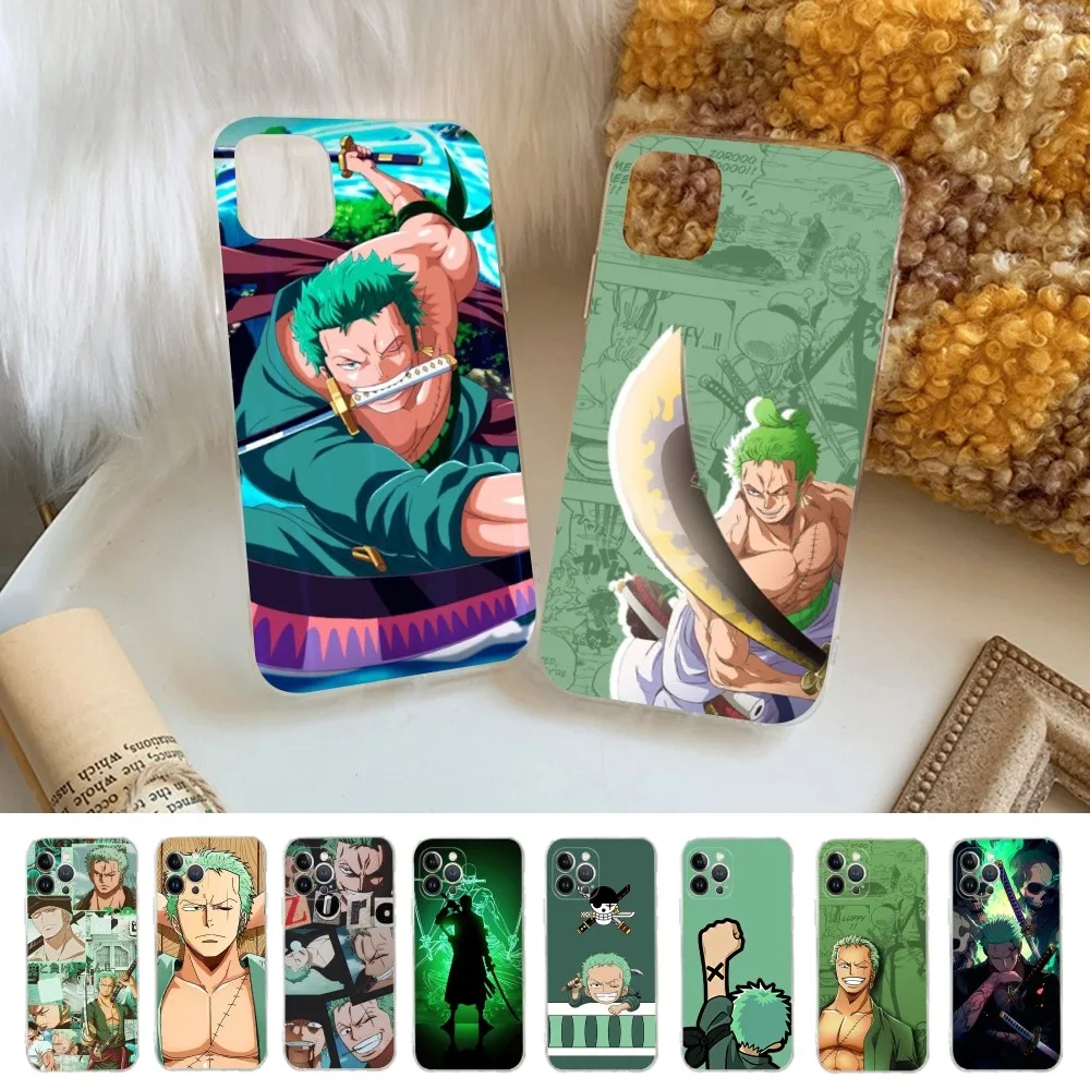 Anime One P-Pieces Roronoa zoro Phone Case for iPhone 15 8 7 6 6S Plus X SE 2020 XR XS 14 11 12 13 Mini Pro Max Mobile Case