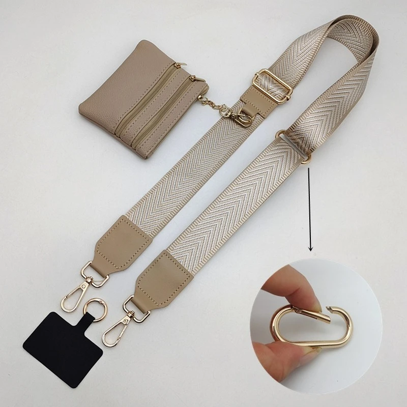 Versatile Adjustable Women's Bag Personalized Wide Oblique Span Strap with Bag Mobile Phone Strap Gasket Circle Lanyard
