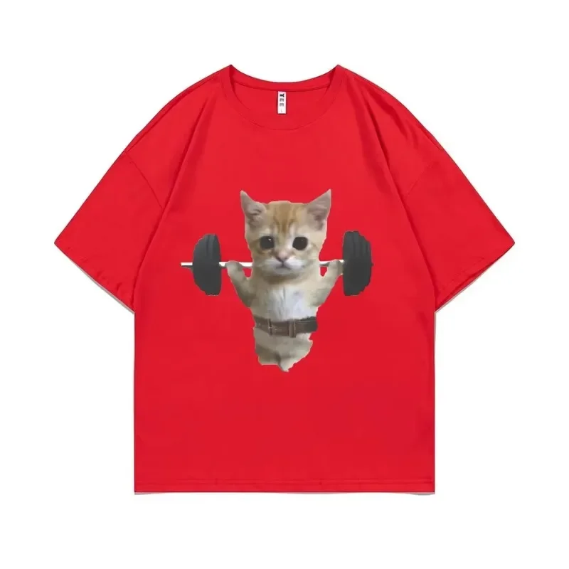 Summer Funny Gym Sam Sulek Cat Graphic Print T-shirts Men Women Cute Fitness Pump Cover Tshirt Woman Meme T Shirt Short Sleeve