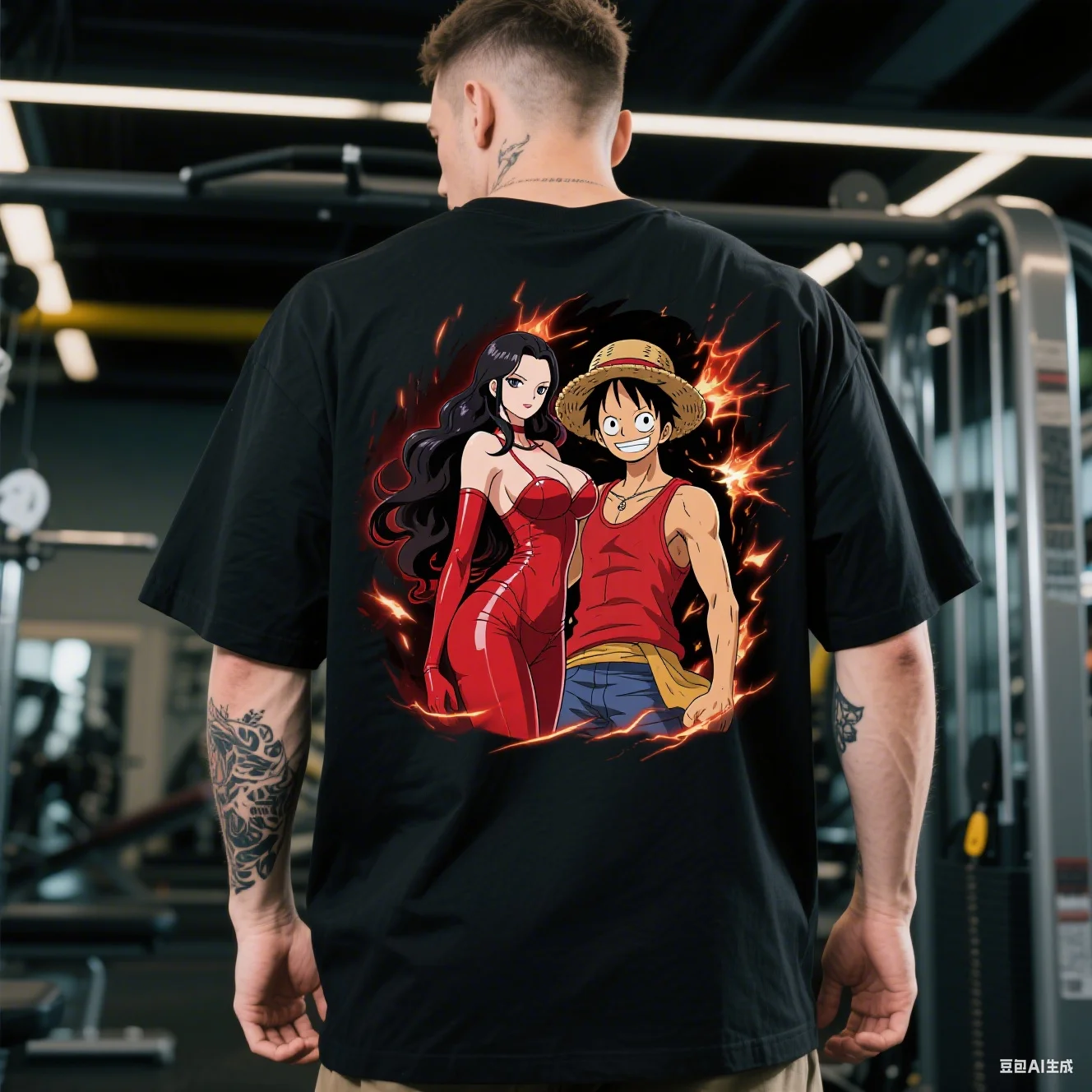 

Summer Pure Cotton Round-neck Short-sleeved T-shirts for Men and Women Are From The Famous Anime "One Piece: Empress and Luffy".
