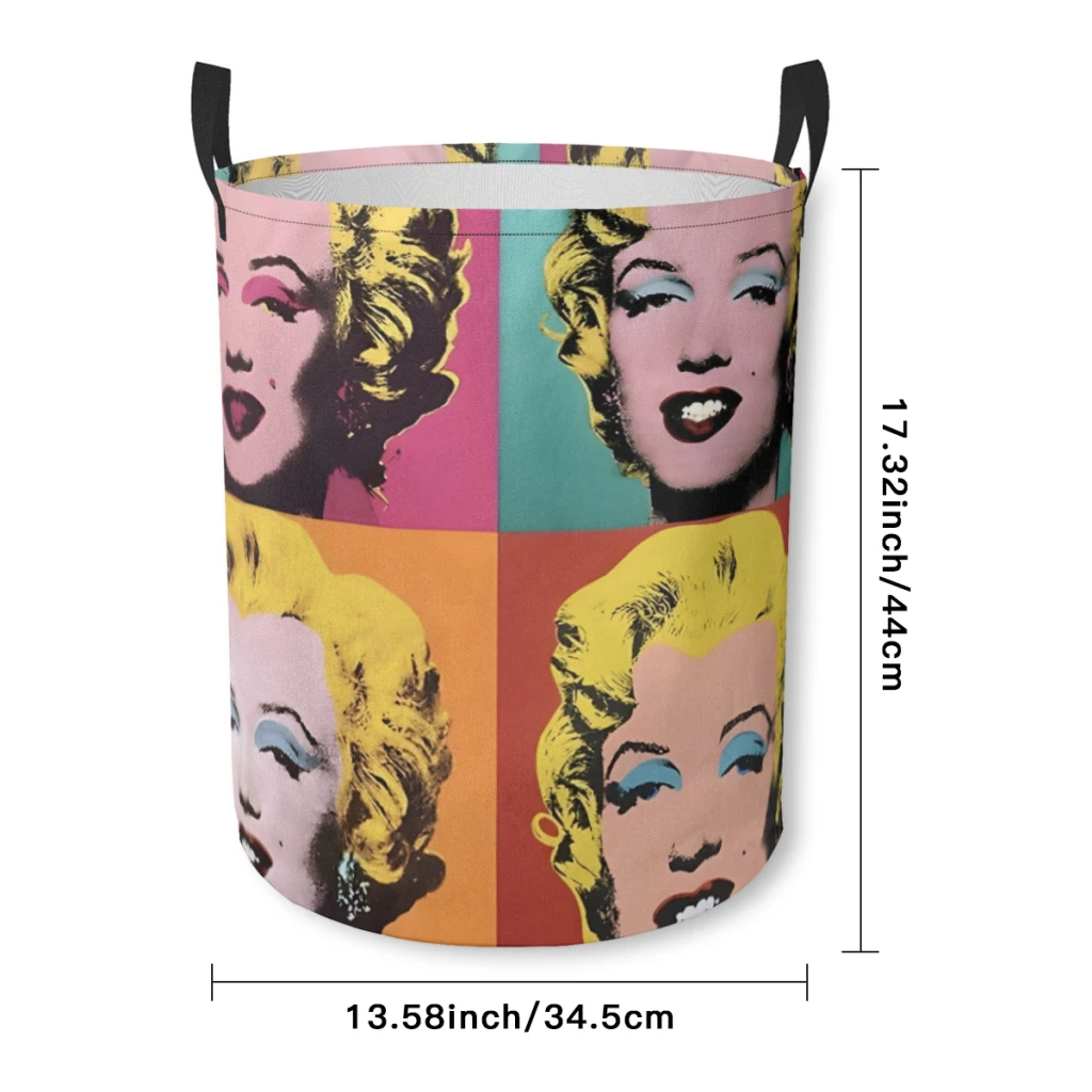 Andy Warhol Marilyn Dirty Laundry Basket Clothes Organizer Foldable Storage Bucket Bathroom Waterproof Clothing Storage Basket