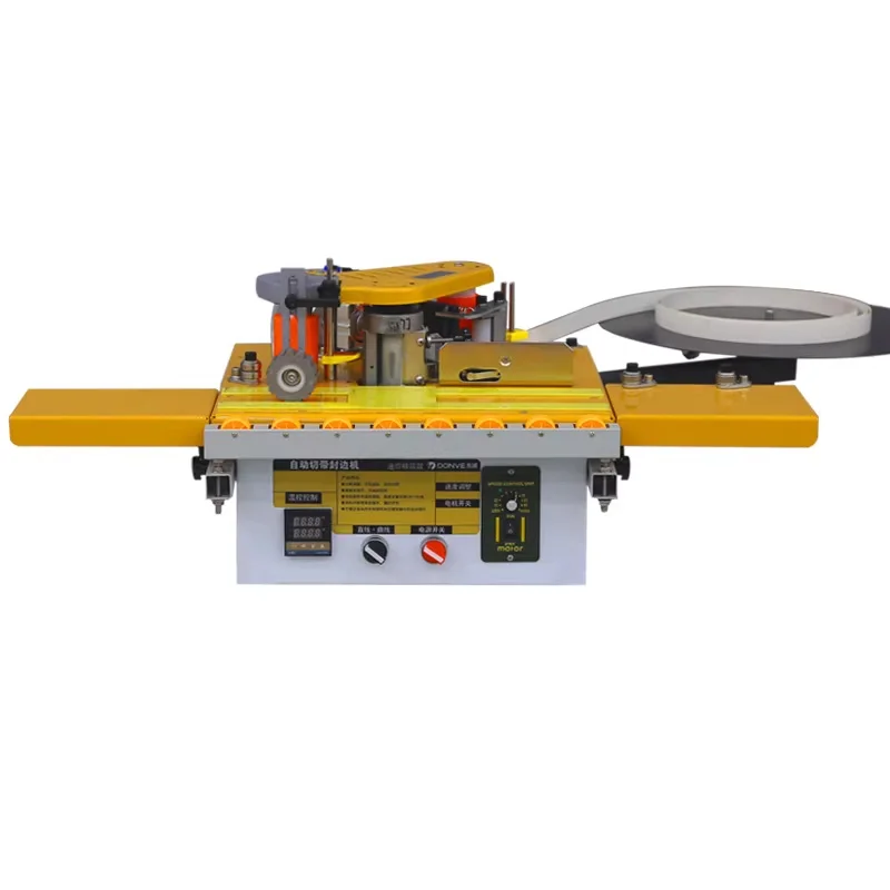 Curved Edge Banding Machine 220V Woodworking Edge Banding Machine Industrial Double-Sided Glue Application Stepless Speed Adjust