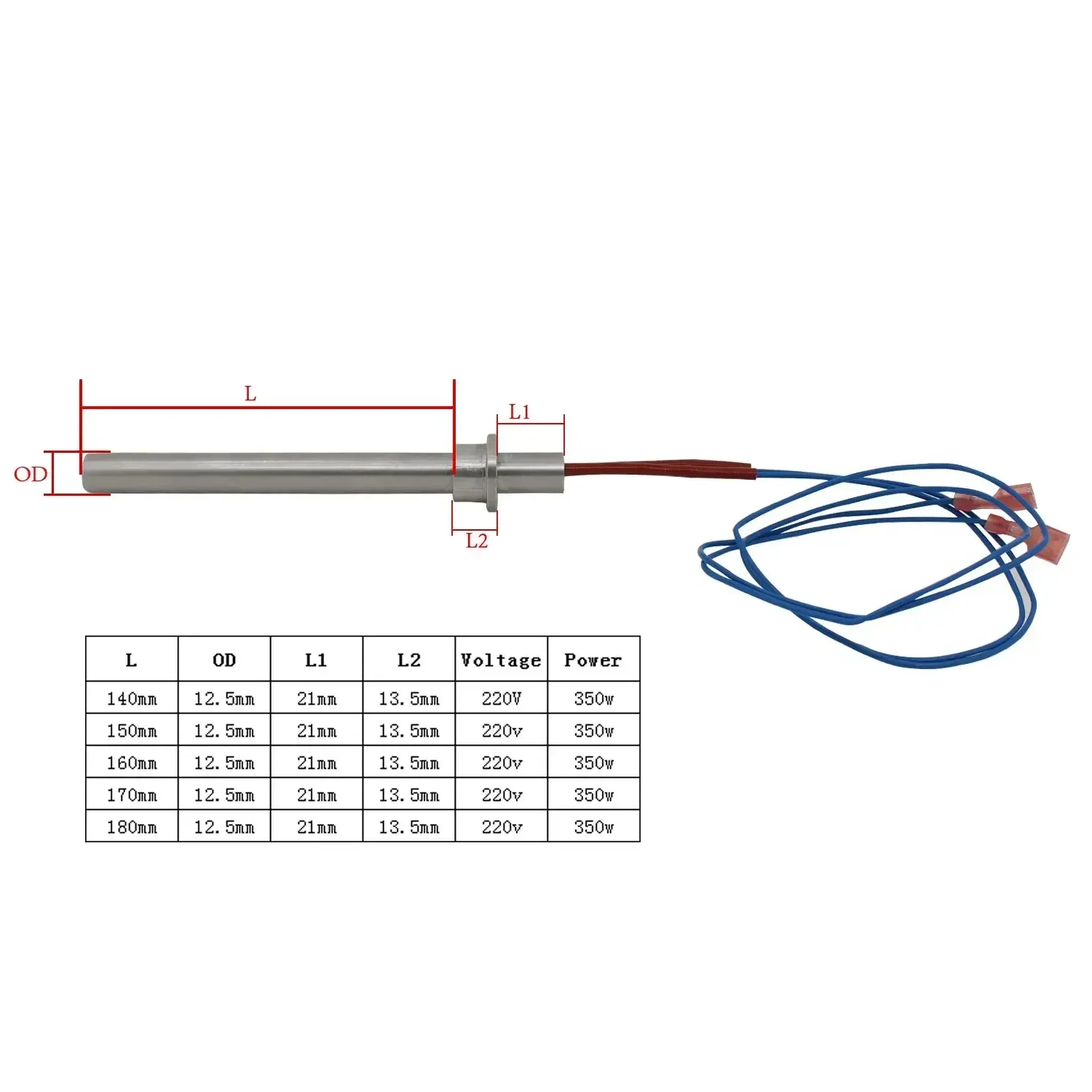 Pellet igniter 350w 220v Φ 12.5mm pellet wood burner stove element 140 150 160 170 180mm