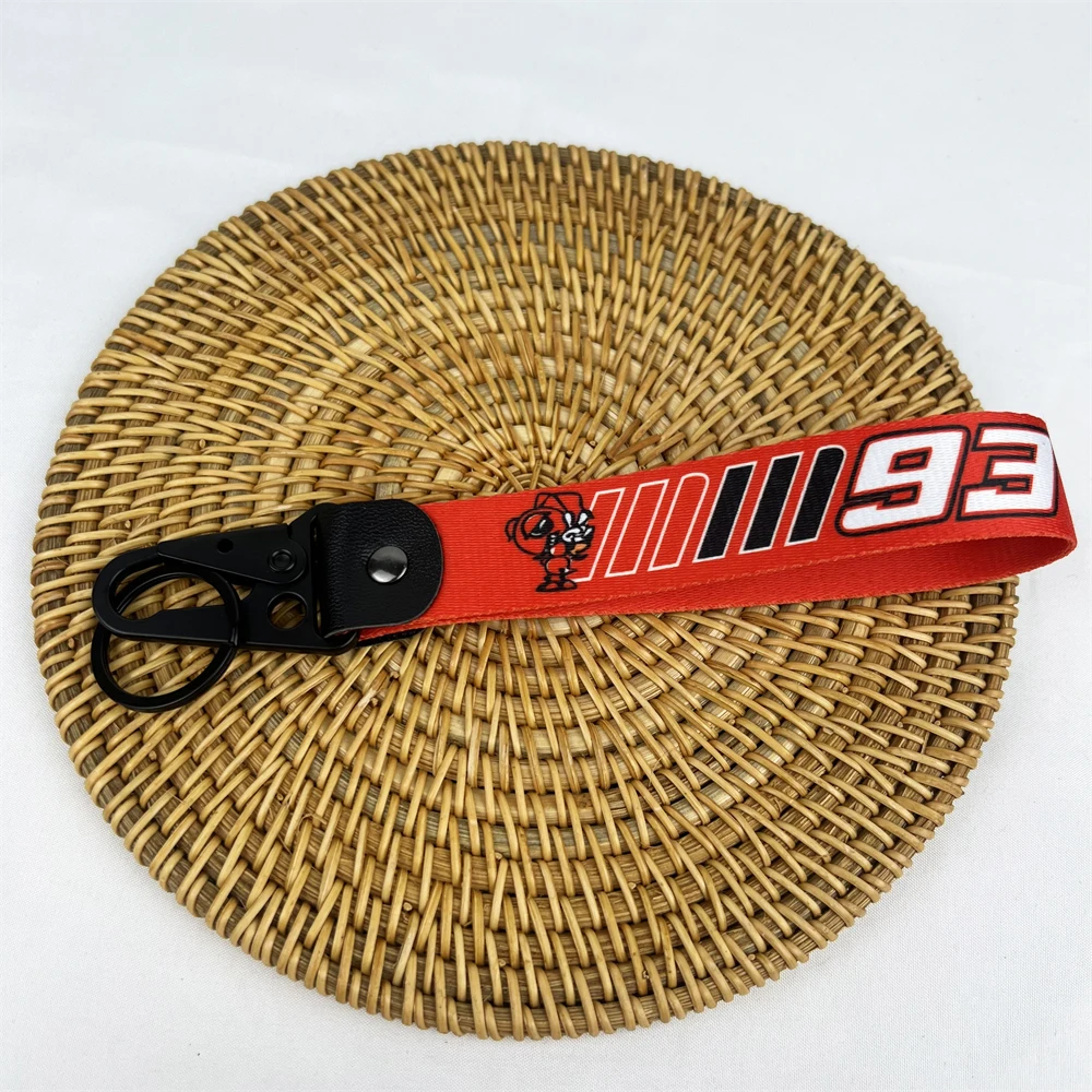 Motorcycle Keychain Nylon Keyring Racing Bike Tag Moto Fans Red Emblem Key Lanyard Ornament Gadget Strap For Repsol 93 Accessory