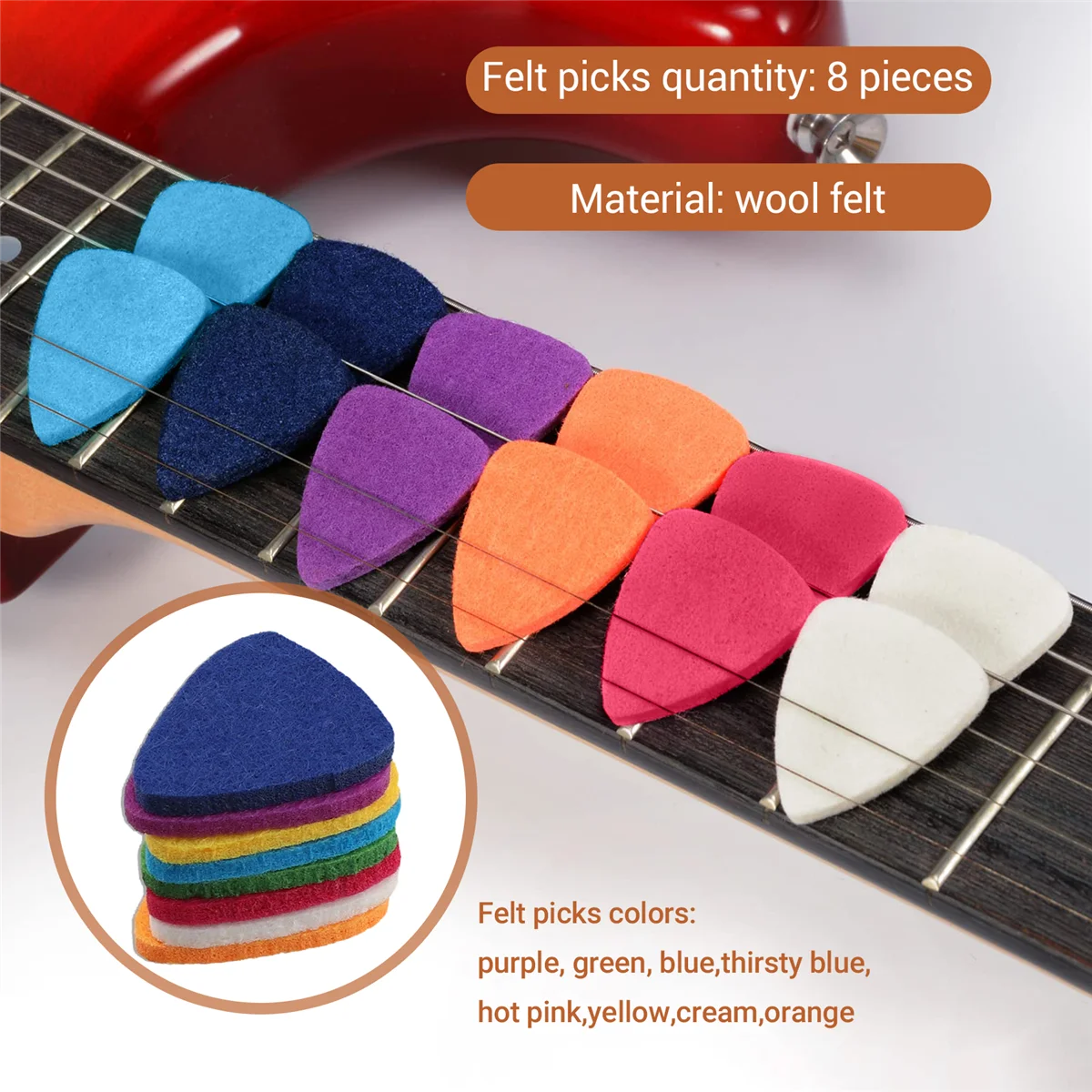 Neue Ukulele-Picks, Filz-Picks/Plektren für Ukulele und Gitarre, 8 Stück Gitarren-Picks, mehrfarbig