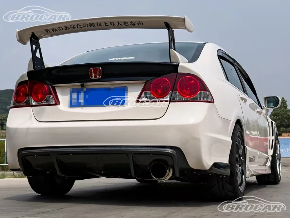 For 2006--2015 Honda Civic CIIMO GEN 8 9 MUGEN Style High Quality ABS Plastic Red and Silver Spoiler Trunk Boot Wing Spoiler