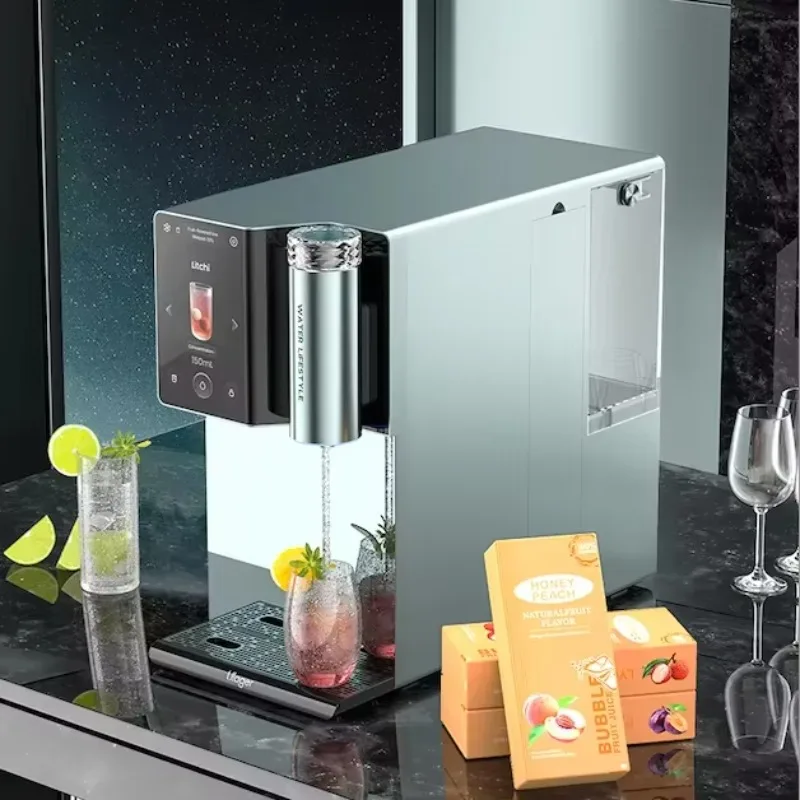 RO Sparkling Water Filter Dispenser Electric Hot Cold With 3-Stage Filtration Self-Cleaning Fruit Flavor For Home Use