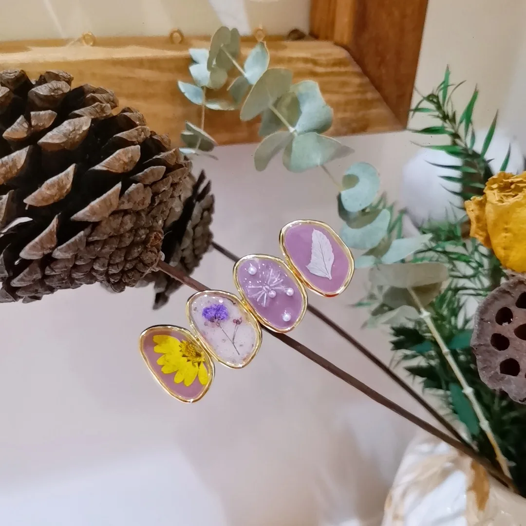 3179 Wholesale Dried Eternal Flowers Resin Hair Clips Duckbill Clips Fresh Style Crystal Chrysanthemum Accessories Side Clips
