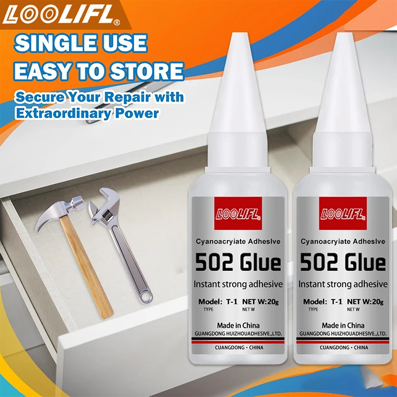1-3pcs,20ml,502 super glue, colle cyanoacrylate à séchage rapide, cuir, caoutchouc, bois, métal, verre, colle liquide fortement adhésive, non blanche, durable, envoi gratuit du tube de colle goutte à goutte.