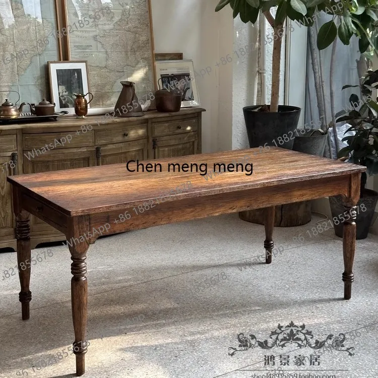 

American retro old dining table French antique rectangular dining table B & B design
