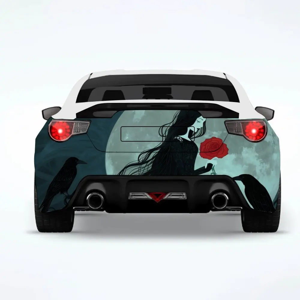 

Mystic Night Rose Girl Car Sticker-Vinyl Decal for Car Rear, Waterproof Self-Adhesive Vinyl Stickers for Vehicle Tail & Bumper,