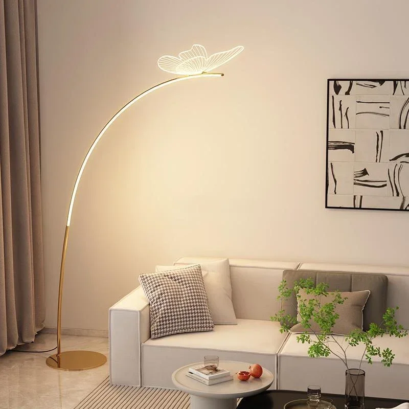 For Floor Lamp Butterfly Design, Light Luxury Living Room, New Atmosphere Lamp Next To Sofa, Eye Protection Fishing Lamp