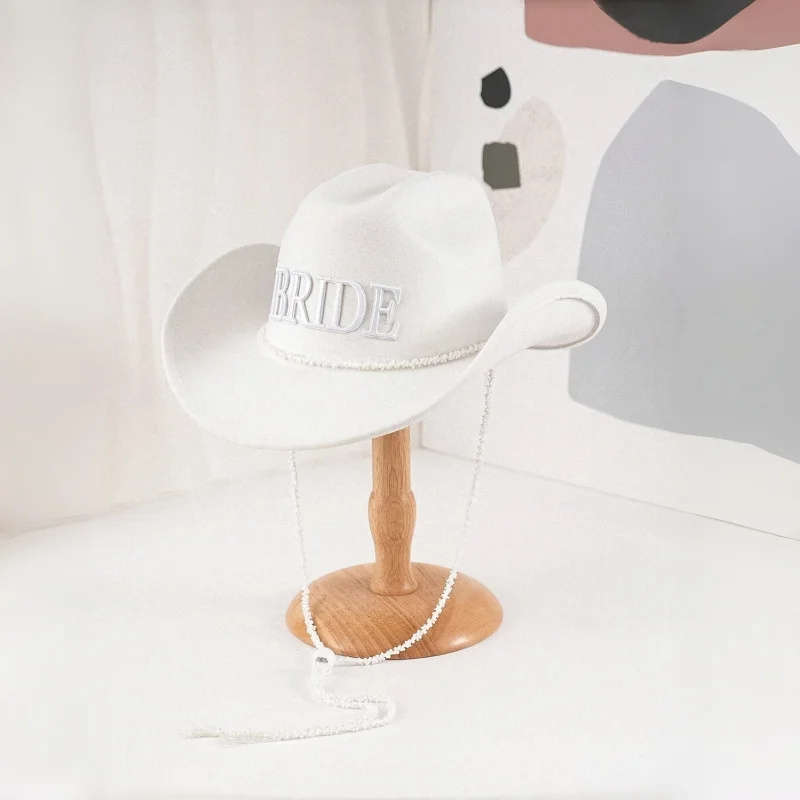 White Boho Cowgirl Panama Hat Embroidered 