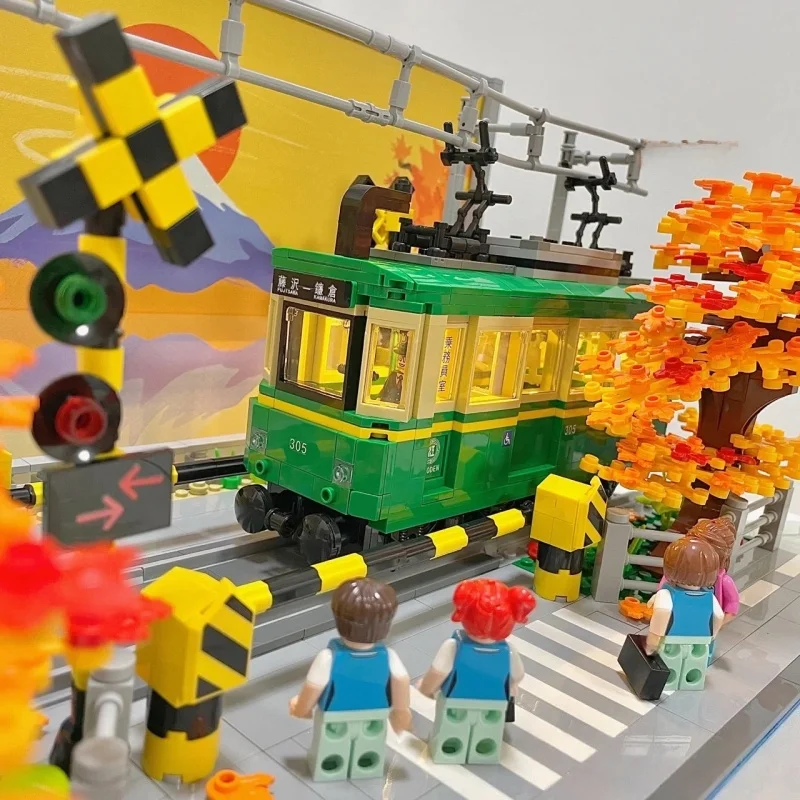 Klocki konstrukcyjne Slum Dunk Kamakura, model ulicy z kwiatami wiśni, ozdoby kolekcjonerskie, zabawki, prezenty urodzinowe