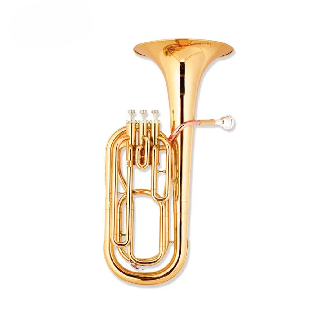 

BR-G3400G-YRY Professional Piston-Style Gold Lacquer Surface Brass Baritone Horn Instrument