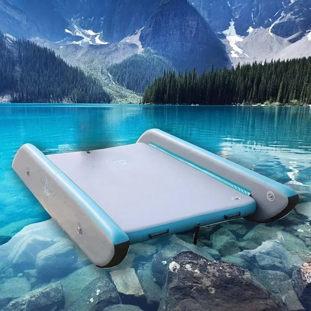 Portable Water Platform Inflatable Floating Dock Ocean Floating Mat None Slip Surface for Beach Pool Lake Fishing Swimming