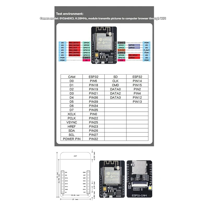 ESP32-CAM papan pengembangan modul Wifi + kamera OV2640 ESP32 WIFI Bluetooth Iot Motherboard Dual-Core 32-Bit CPU