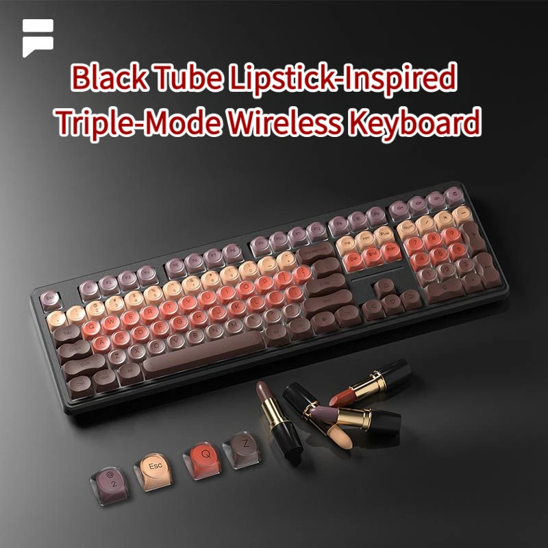 108-Key Liquid Foundation-Shaped&Lipstick-ShapedKeyboard Double-Layer Semi-Matte Transparent Keycaps Tir-mode Wireless Keyboard