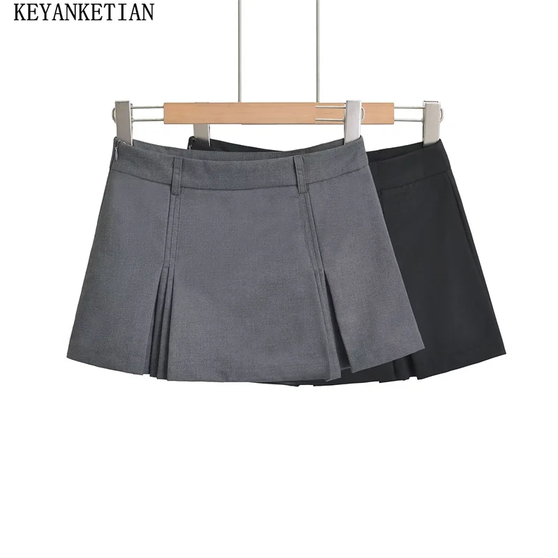 

KEYANKETIAN 2024 New Launch Women Side Zipper Low-rise Skirt Summer Y2K Pleated Decoration Hot sweet A Line Mini Skirt Pantskirt