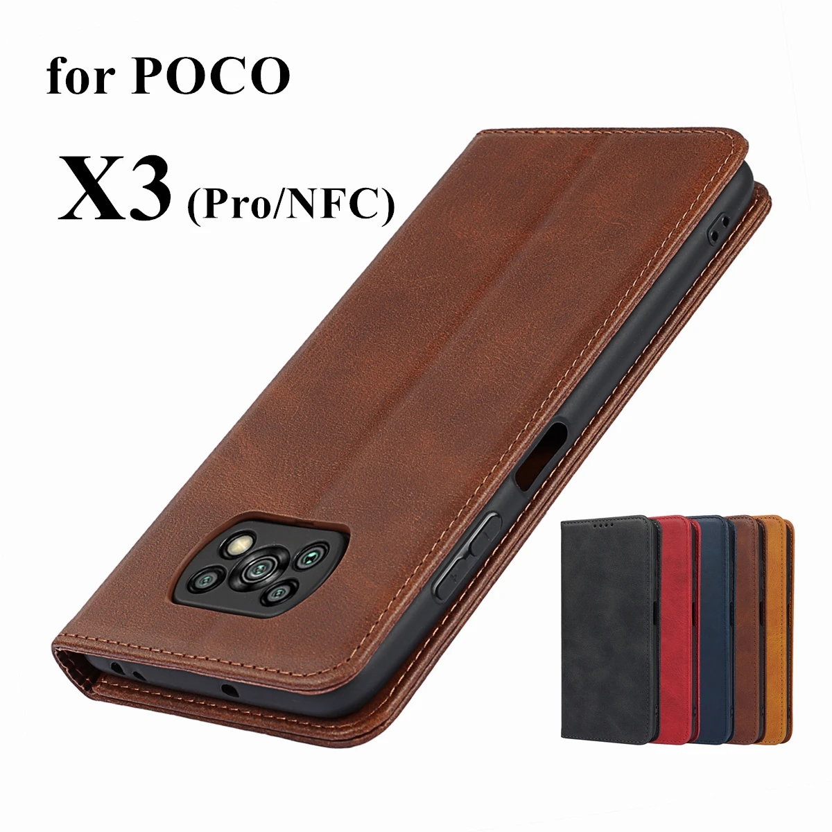 

Кожаный чехол для Xiaomi POCO X3 Pro, флип-чехол, держатель для карт, кобура, чехол с магнитным притяжением, чехол POCO X3 NFC, чехол-кошелек