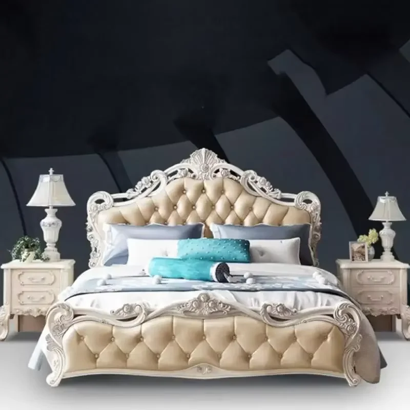 Designer Holder Double Bed Frame Waterproof Aesthetic Girl Frame Bed Queen European Cabecera De Cama Furniture For Bedroom