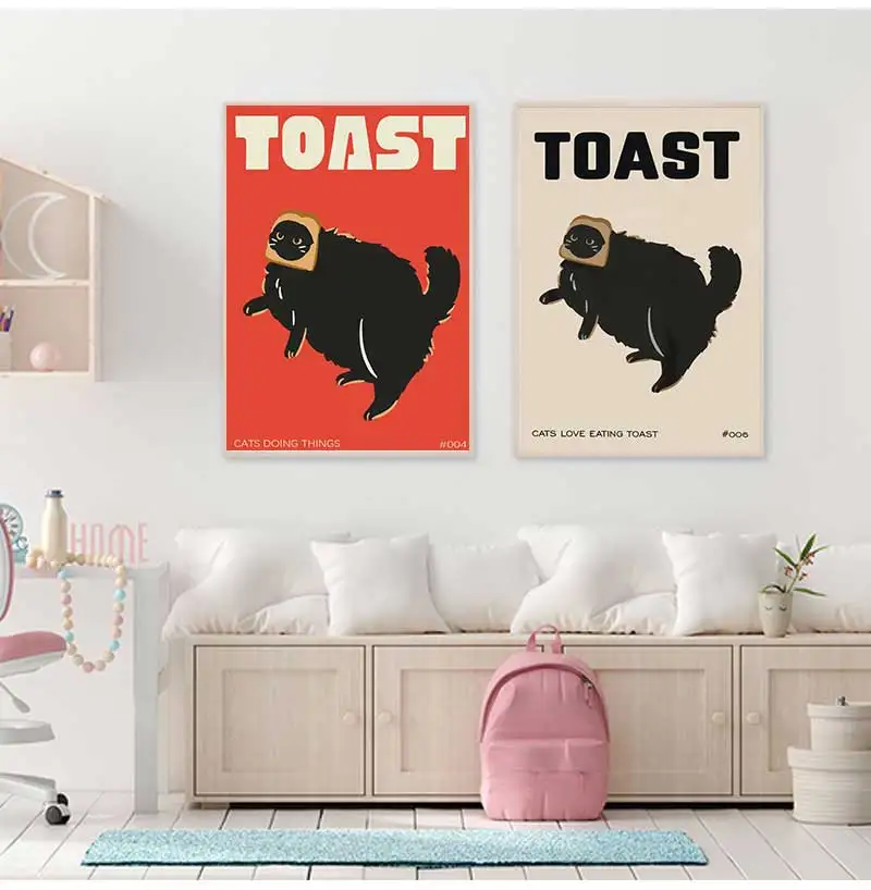 Modern Pop Black Cat Wall Art Print Funny Animal Poster Cute Kitten Illustration With Quotes Canvas Painting Gift Home Decor