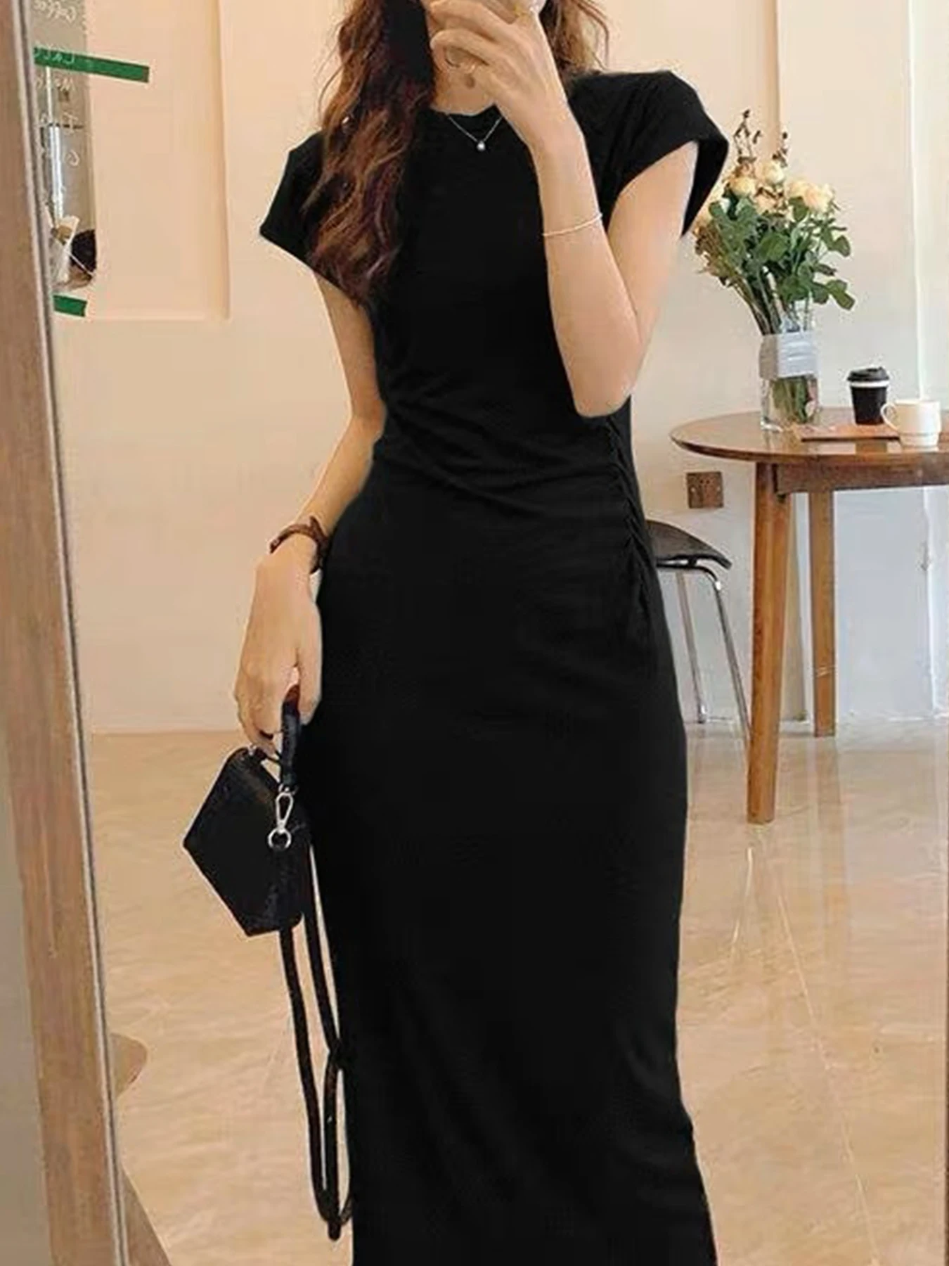 Sommerkleid mit tailliertem Schnitt, heißer Mädchenstil, schlankes Kleid, lässiger, entspannter Stil, reines Wunschkleid, langes Rockkleid, Hüftrock, Damen-Sommerkleid – Detail 14