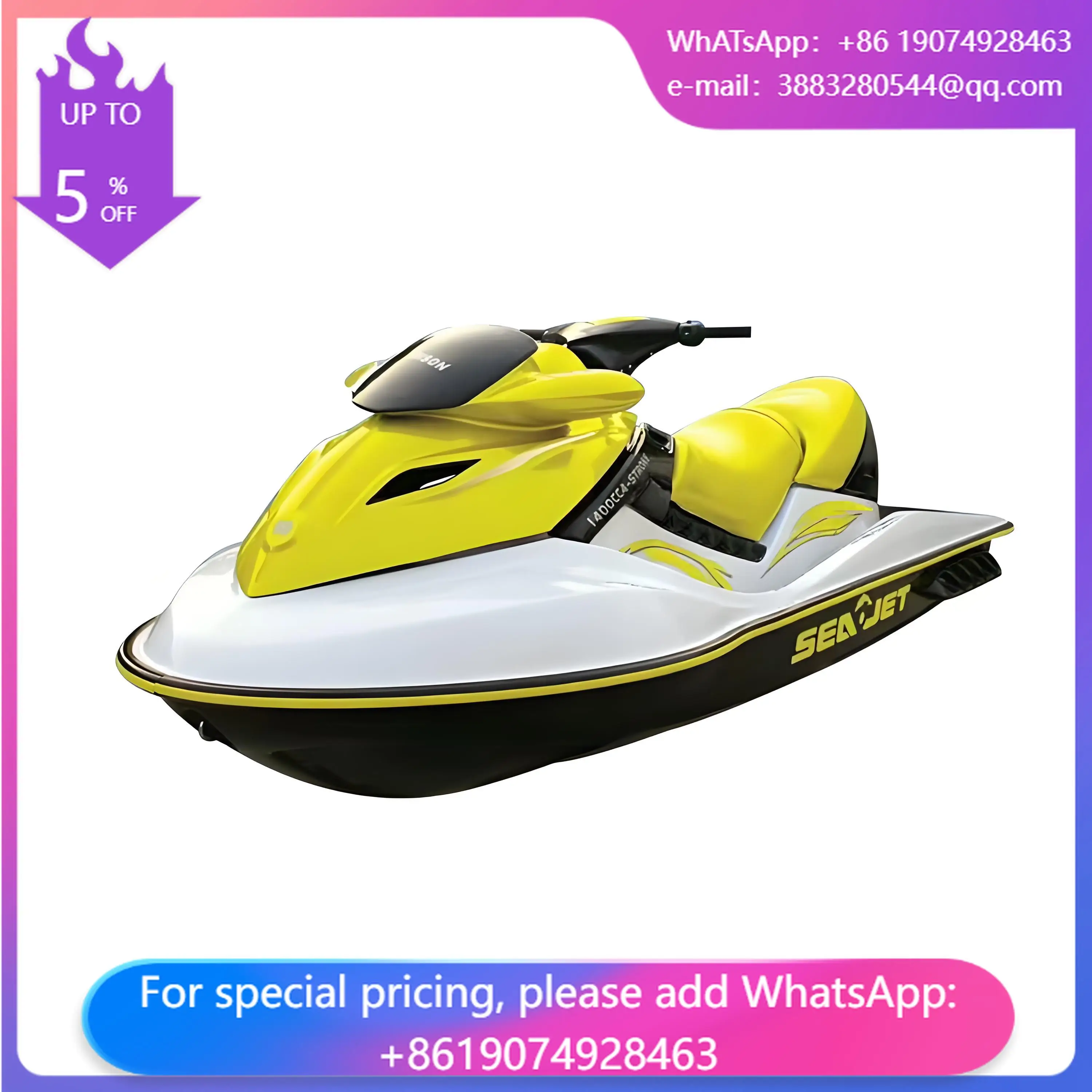 Low Price Fiberglass 4 Stroke Personal Watercraft With Motor Engine High Speed Mini Jet Boat Water Jet Ski For Sale