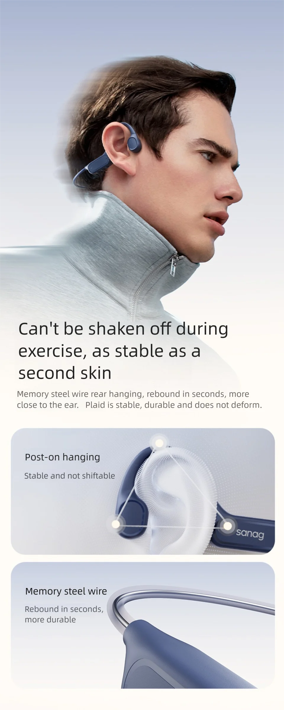 Sanag B33S Knochenleitung Bluetooth-Kopfhörer Open Ear IPX8 Schwimmkopfhörer Wahl 32 GB Speicher Wireless Headset MP3-Ohrhörer – Detail 11