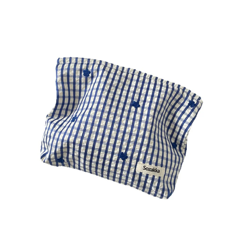 Sac à cosmétiques, sac de maquillage brodé, sac de rangement, pochette à cosmétiques à carreaux pour cadeau, sac à main à usage quotidien