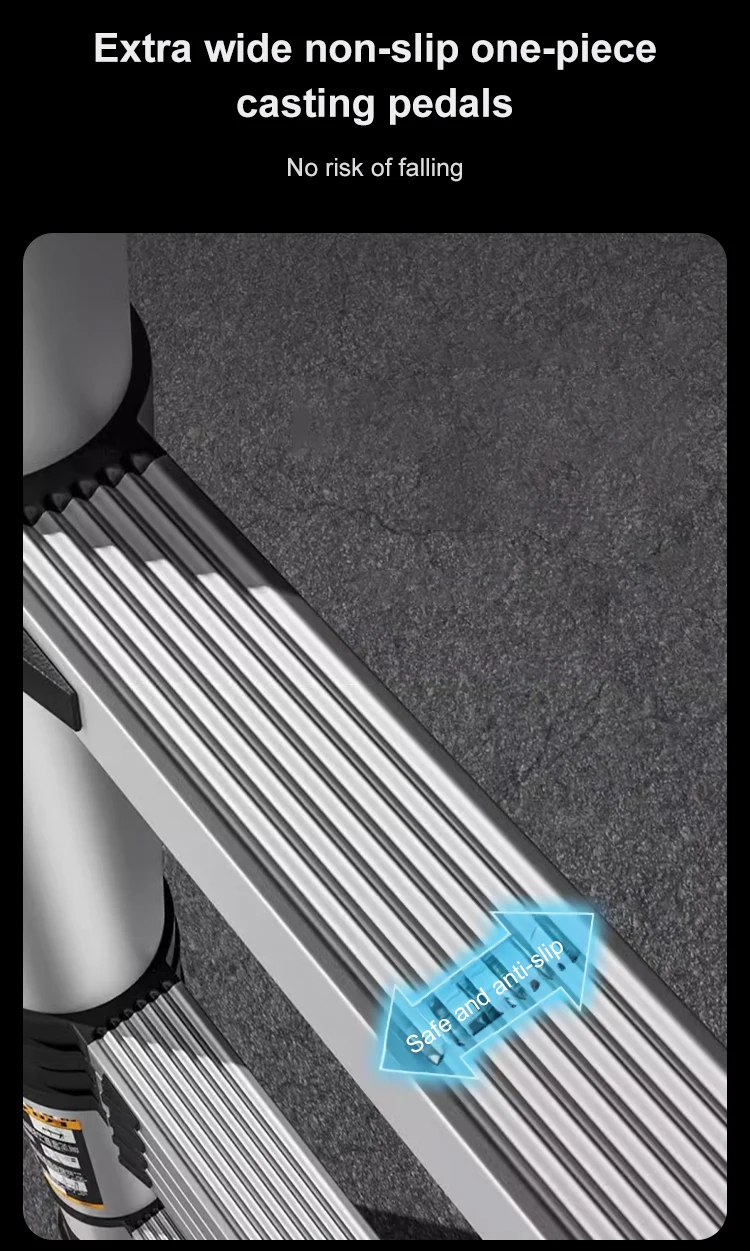 Teleskopleiter, tragbare Klappleiter aus Edelstahl, ausziehbare Mehrzweckleiter für Zuhause, Büro, Wohnmobil, Dachboden, Reinigung und Wartung, faltbare Stufenleiter aus Aluminiumlegierung, robuste, kompakte Aufbewahrungsleiter mit Sicherheitsverriegelung – Detail 13