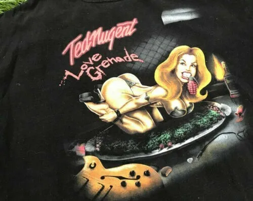 Vtg Ted Nugent Country Love Black Black Men S-234XL T-shirt NG2908